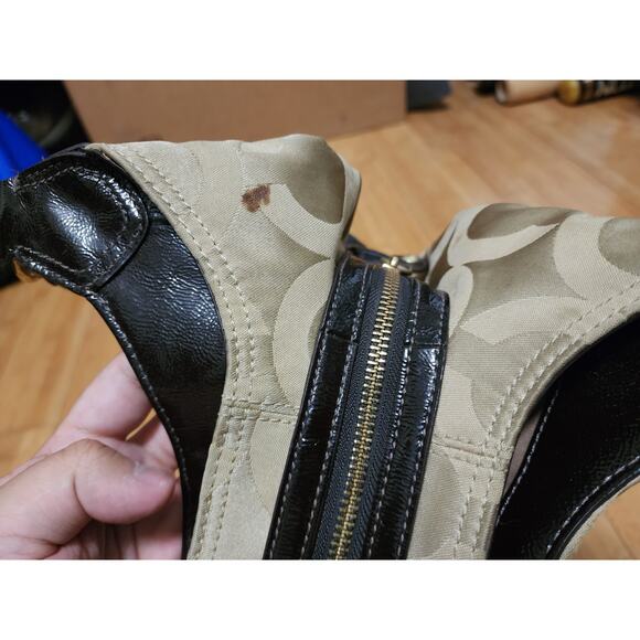 Coach Madison Hobo Style Hand Shoulder Bag #F0973-14305, Tan Sateen w Brown Trim - Picture 13 of 16